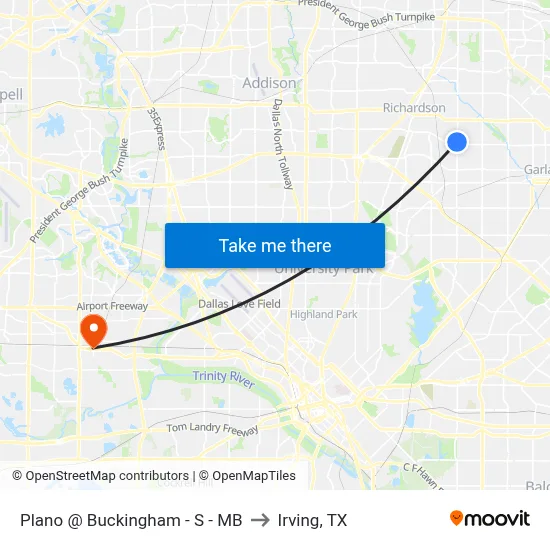 Plano @ Buckingham - S - MB to Irving, TX map
