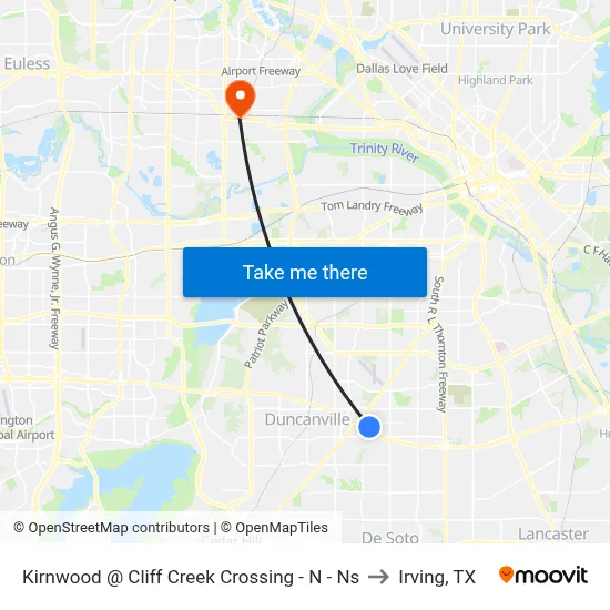 Kirnwood @ Cliff Creek Crossing - N - Ns to Irving, TX map