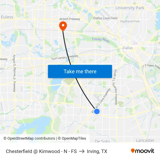 Chesterfield @ Kirnwood - N - FS to Irving, TX map