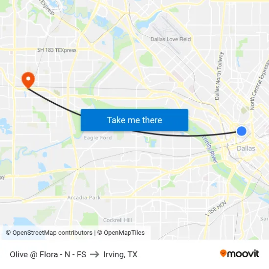 Olive @ Flora - N - FS to Irving, TX map