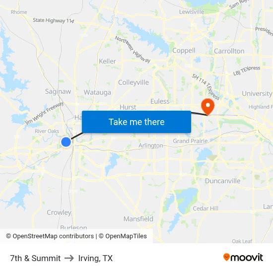 7th & Summit to Irving, TX map