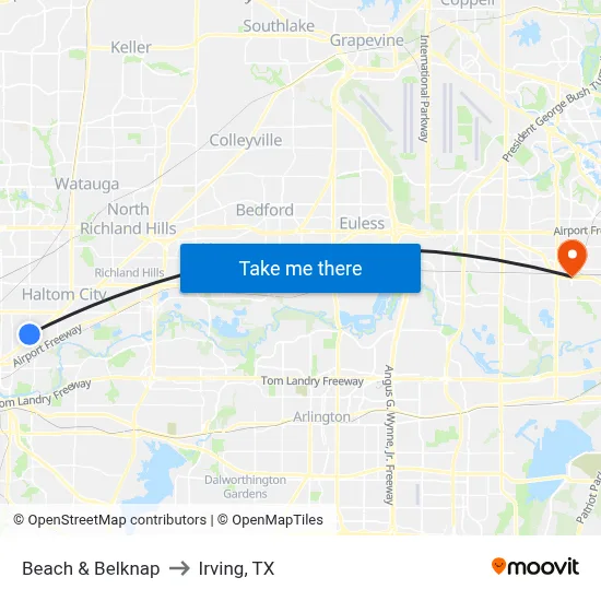 Beach & Belknap to Irving, TX map