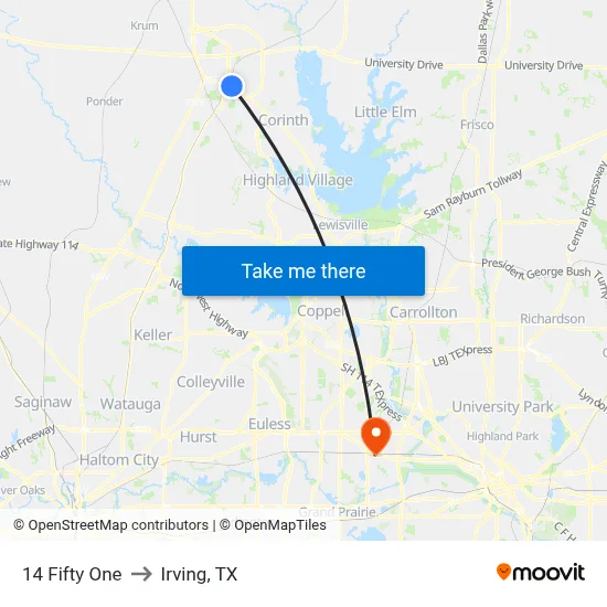 14 Fifty One to Irving, TX map