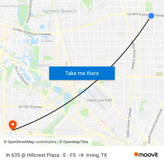 Ih 635 @ Hillcrest Plaza - E - FS to Irving, TX map