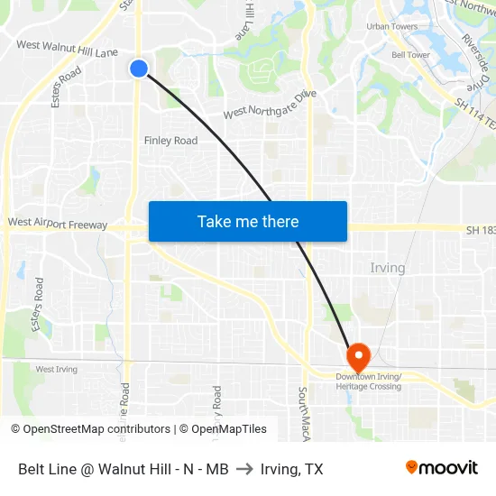 Belt Line @ Walnut Hill - N - MB to Irving, TX map
