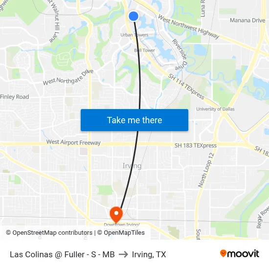 Las Colinas @ Fuller - S - MB to Irving, TX map