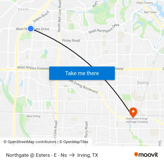 Northgate @ Esters - E - Ns to Irving, TX map