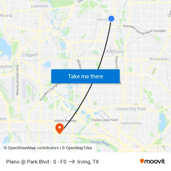 Plano @ Park Blvd - S - FS to Irving, TX map