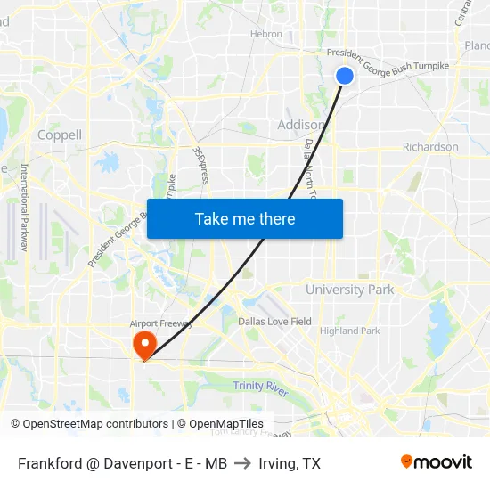 Frankford @ Davenport - E - MB to Irving, TX map