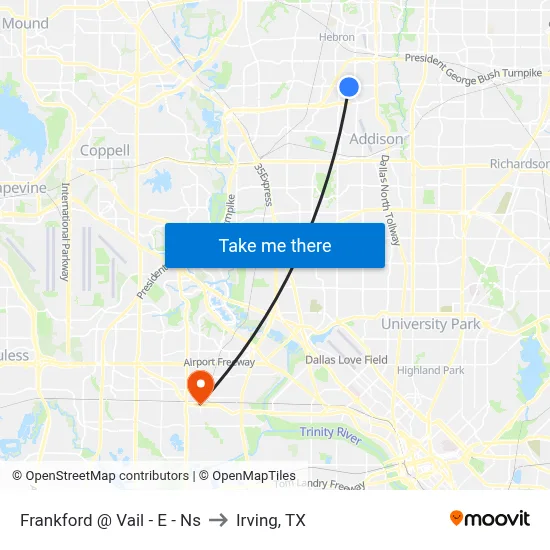 Frankford @ Vail - E - Ns to Irving, TX map
