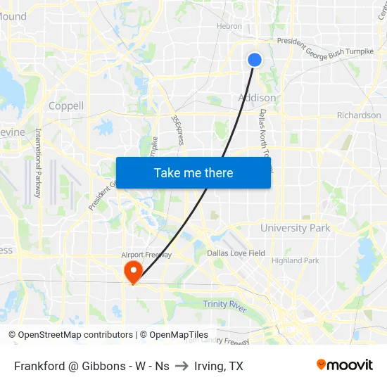 Frankford @ Gibbons - W - Ns to Irving, TX map