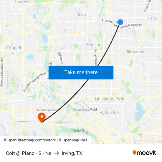 Coit @ Plano - S - Ns to Irving, TX map