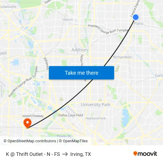 K @ Thrift Outlet - N - FS to Irving, TX map