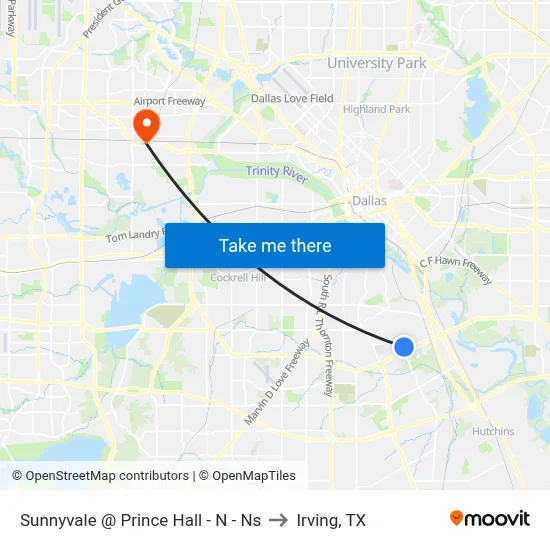 Sunnyvale @ Prince Hall - N - Ns to Irving, TX map