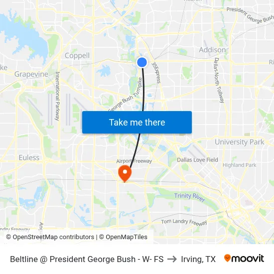 Beltline @ President George Bush - W- FS to Irving, TX map