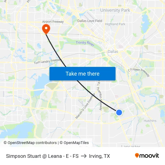 Simpson Stuart @ Leana - E - FS to Irving, TX map