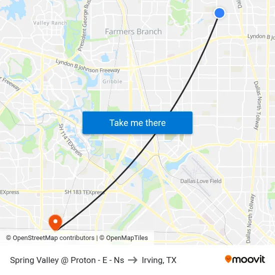 Spring Valley @ Proton - E - Ns to Irving, TX map