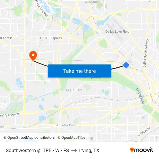 Southwestern @ TRE - W - FS to Irving, TX map