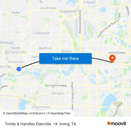 Trinity & Handley Ederville to Irving, TX map