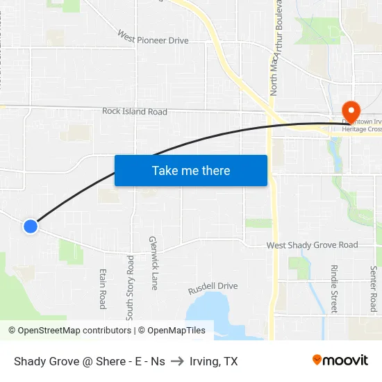 Shady Grove @ Shere - E - Ns to Irving, TX map