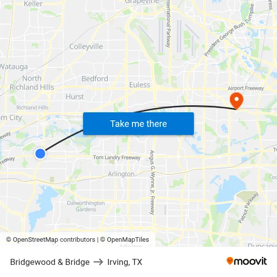 Bridgewood & Bridge to Irving, TX map