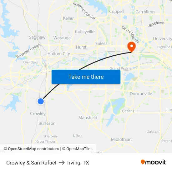 Crowley & San Rafael to Irving, TX map