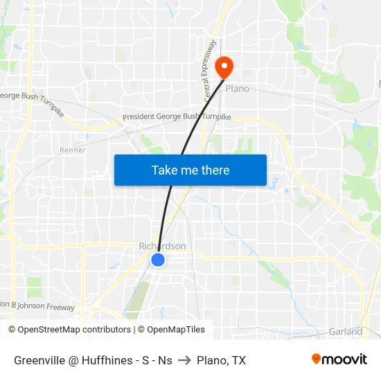 Greenville @ Huffhines - S - Ns to Plano, TX map