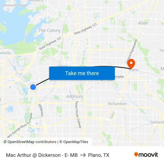 Mac Arthur @ Dickerson - E- MB to Plano, TX map
