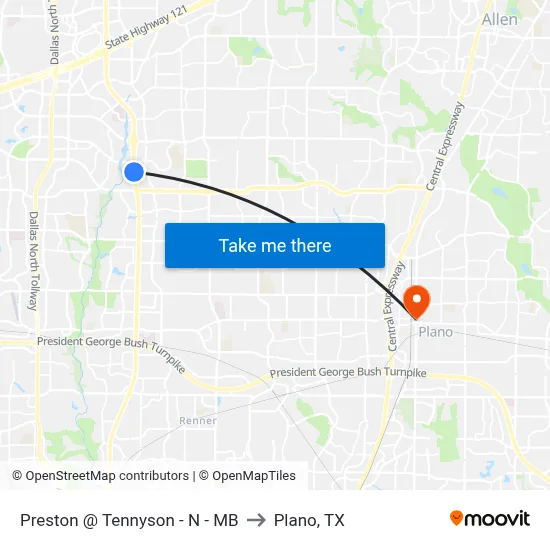 Preston @ Tennyson - N - MB to Plano, TX map