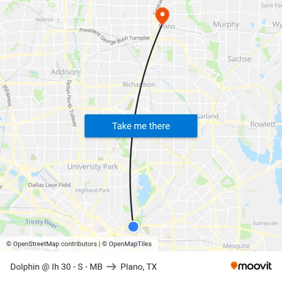 Dolphin @ Ih 30 - S - MB to Plano, TX map