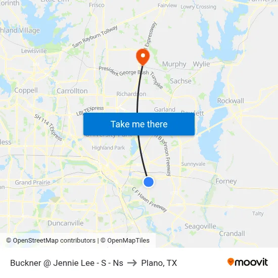 Buckner @ Jennie Lee - S - Ns to Plano, TX map