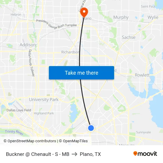 Buckner @ Chenault - S - MB to Plano, TX map