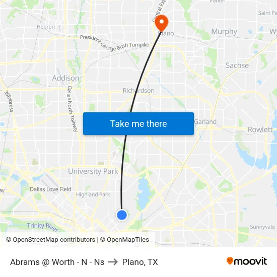 Abrams @ Worth - N - Ns to Plano, TX map