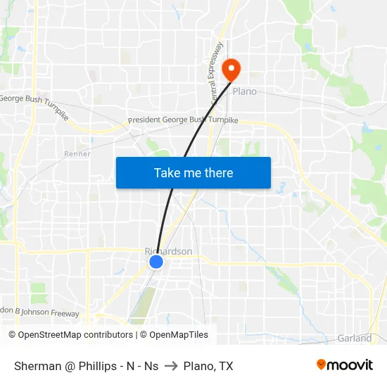 Sherman @ Phillips - N - Ns to Plano, TX map