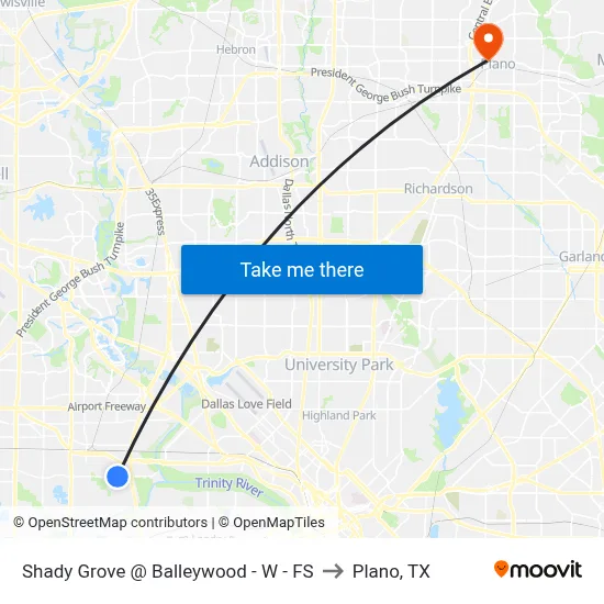Shady Grove @ Balleywood - W - FS to Plano, TX map