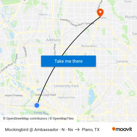 Mockingbird @ Ambassador - N - Ns to Plano, TX map
