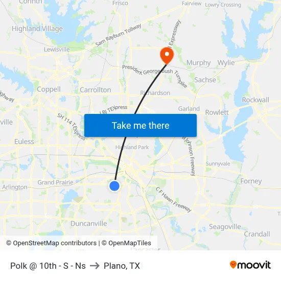 Polk @ 10th - S - Ns to Plano, TX map