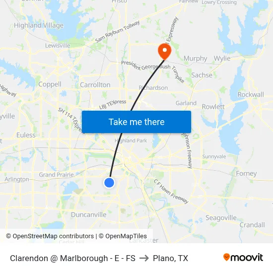 Clarendon @ Marlborough - E - FS to Plano, TX map