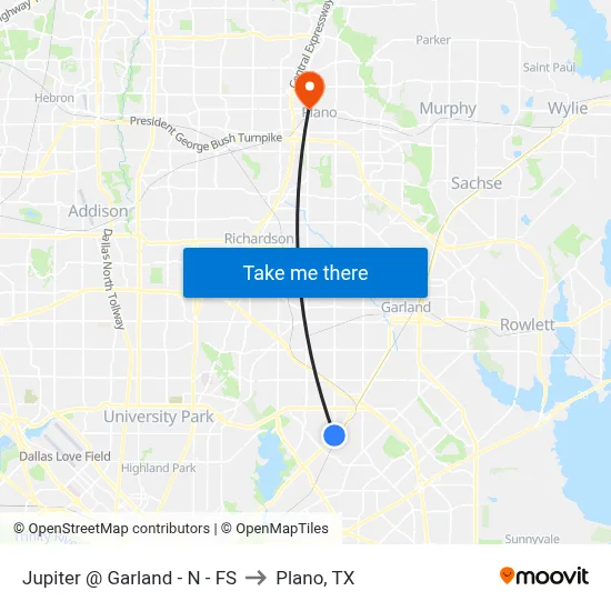 Jupiter @ Garland - N - FS to Plano, TX map