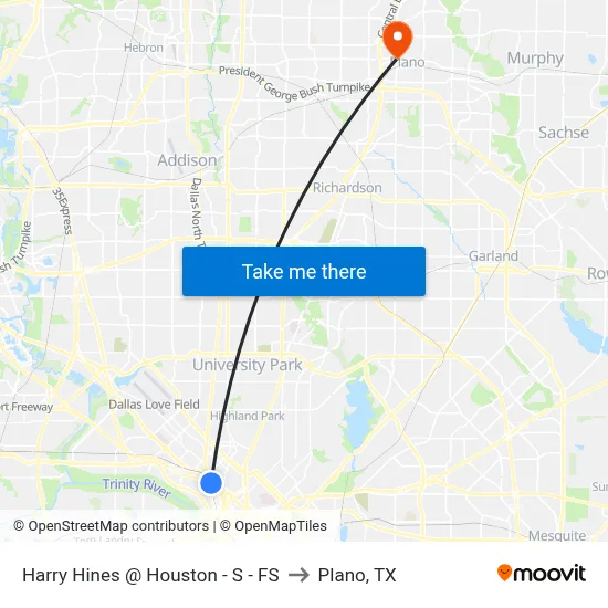 Harry Hines @ Houston - S - FS to Plano, TX map