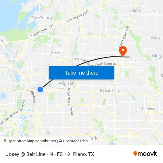 Josey @ Belt Line - N - FS to Plano, TX map