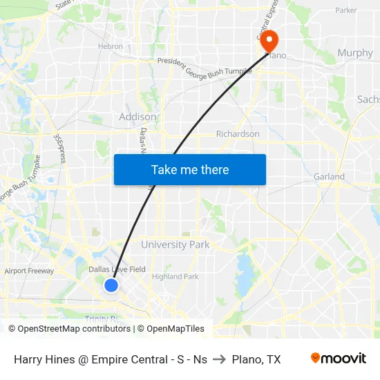 Harry Hines @ Empire Central - S - Ns to Plano, TX map