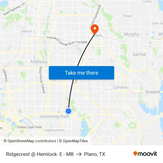 Ridgecrest @ Hemlock- E - MB to Plano, TX map