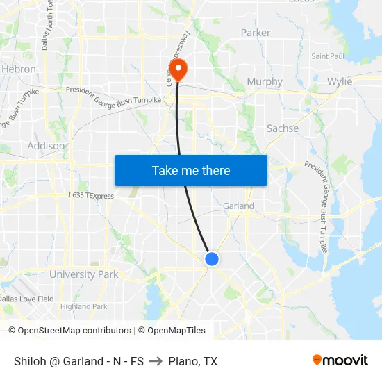 Shiloh @ Garland - N - FS to Plano, TX map