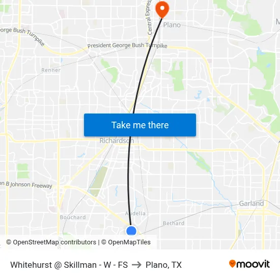Whitehurst @ Skillman - W - FS to Plano, TX map