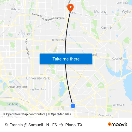 St Francis @ Samuell - N - FS to Plano, TX map
