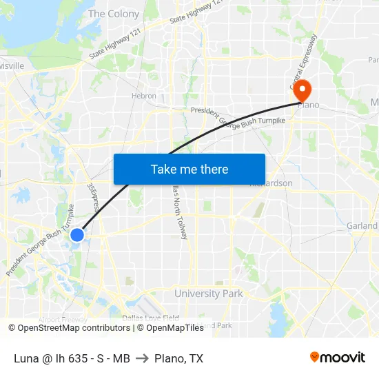 Luna @ Ih 635 - S - MB to Plano, TX map