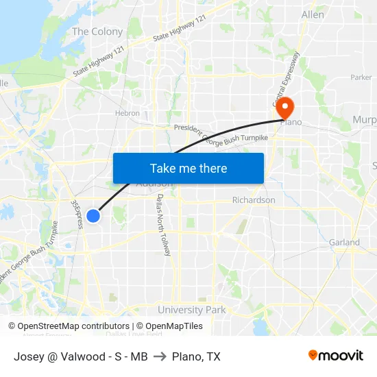 Josey @ Valwood - S - MB to Plano, TX map