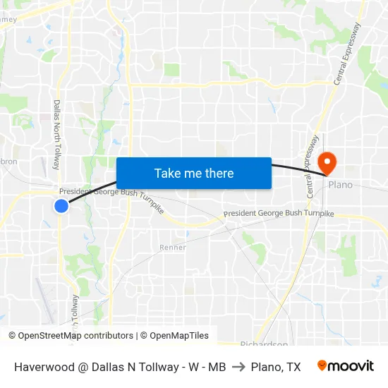 Haverwood @ Dallas N Tollway - W - MB to Plano, TX map