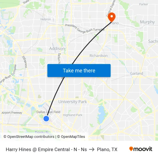 Harry Hines @ Empire Central - N - Ns to Plano, TX map